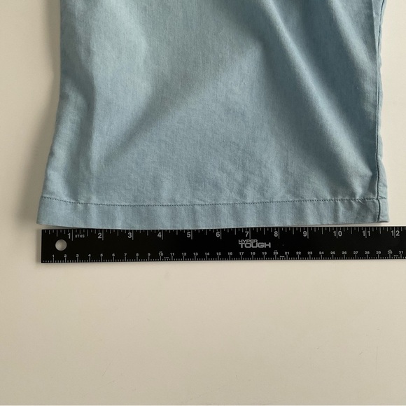 Biography Pants Sz L Blue Side Drape Slip Pockets Capris Boho Lagenlook Comfort - Picture 8 of 12